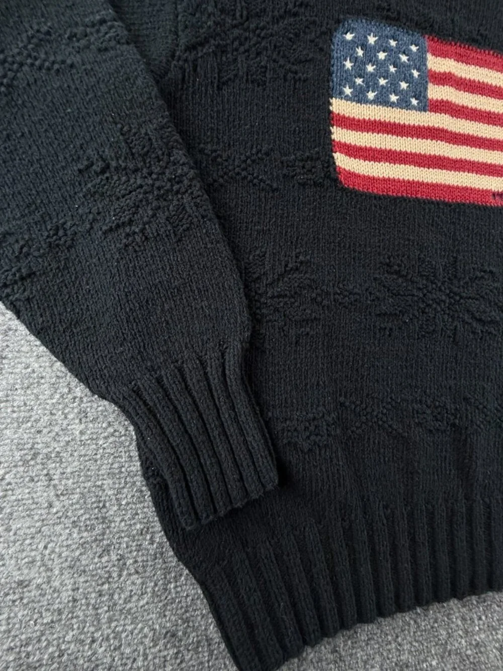Polo Ralph Lauren Hand Knit Flag Sweater Pullover Turtleneck Mock Neck Medium